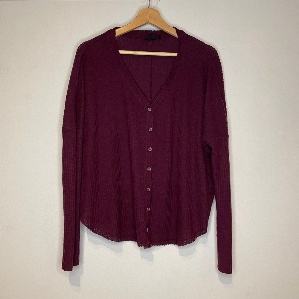 Urban outfitters waffle oversized longsleeve- wine color- size xs